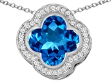 Original Star K™ Large Clover Pendant with 12mm Clover Cut Simulated Blue Topaz