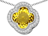 Original Star K™ Large Clover Pendant with 12mm Clover Cut Simulated Citrine