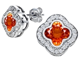 Original Star K™ Clover Earring Studs with 8mm Clover Cut Simulated Mexican Orange Fire Opal