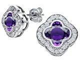 Original Star K™ Clover Earring Studs with 8mm Clover Cut Simulated Amethyst
