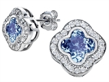 Original Star K™ Clover Earring Studs with 8mm Clover Cut Simulated Aquamarine