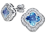 Original Star K™ Clover Earring Studs with 8mm Clover Cut Simulated Blue Topaz