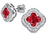 Original Star K™ Clover Earring Studs with 8mm Clover Cut Created Ruby