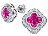 Original Star K™ Clover Earring Studs with 8mm Clover Cut Created Pink Sapphire