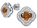 Original Star K™ Clover Earring Studs with 8mm Clover Cut Simulated Imperial Yellow Topaz
