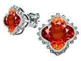 Original Star K™ Clover Earring Studs with 8mm Clover Cut Simulated Mexican Orange Fire Opal