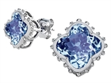 Original Star K™ Clover Earring Studs with 8mm Clover Cut Simulated Aquamarine