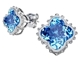 Original Star K™ Clover Earring Studs with 8mm Clover Cut Simulated Blue Topaz