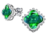 Original Star K™ Clover Earring Studs with 8mm Clover Cut Simulated Emerald