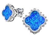 Original Star K™ Clover Earring Studs with 8mm Clover Cut Created Blue Opal