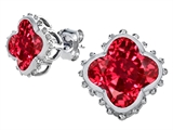 Original Star K™ Clover Earring Studs with 8mm Clover Cut Created Ruby