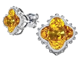 Original Star K™ Clover Earring Studs with 8mm Clover Cut Simulated Citrine