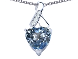 Original Star K™ 8mm Heart Shape Simulated Aquamarine Ribbon Pendant