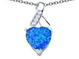 Original Star K™ 8mm Heart Shape Created Blue Opal Ribbon Pendant