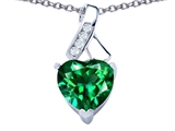 Original Star K™ 8mm Heart Shape Simulated Emerald Ribbon Pendant