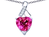 Original Star K™ 8mm Heart Shape Created Pink Sapphire Ribbon Pendant