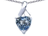 Original Star K™ 8mm Heart Shape Simulated Aquamarine Ribbon Pendant