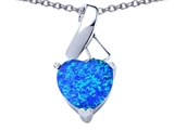 Original Star K™ 8mm Heart Shape Created Blue Opal Ribbon Pendant