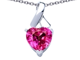Original Star K™ 8mm Heart Shape Created Pink Sapphire Ribbon Pendant