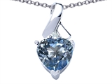 Original Star K™ 8mm Heart Shape Simulated Aquamarine Ribbon Pendant