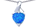 Original Star K™ 8mm Heart Shape Created Blue Opal Ribbon Pendant