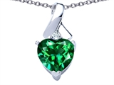 Original Star K™ 8mm Heart Shape Simulated Emerald Ribbon Pendant