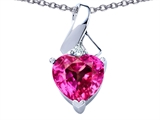 Original Star K™ 8mm Heart Shape Created Pink Sapphire Ribbon Pendant
