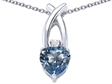 Original Star K™ 8mm Heart Shape Simulated Aquamarine Cross Heart Pendant