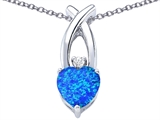 Original Star K™ 8mm Heart Shape Created Blue Opal Cross Heart Pendant