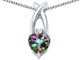 Original Star K™ 8mm Heart Shape Rainbow Mystic Topaz Cross Heart Pendant