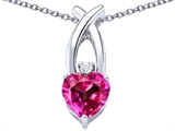 Original Star K™ 8mm Heart Shape Created Pink Sapphire Cross Heart Pendant