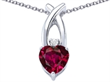 Original Star K™ 8mm Heart Shape Created Ruby Cross Heart Pendant