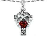 Celtic Love by Kelly™ Claddagh Cross pendant with 7mm Heart Shape Genuine Garnet