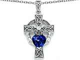 Celtic Love by Kelly™ Claddagh Cross pendant with 7mm Heart Shape Created Sapphire