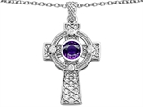 Celtic Love by Kelly™ Celtic Cross pendant with 7mm Round Genuine Amethyst