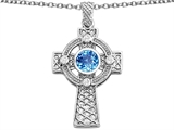 Celtic Love by Kelly™ Celtic Cross pendant with 7mm Round Genuine Blue Topaz
