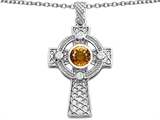 Celtic Love by Kelly™ Celtic Cross pendant with 7mm Round Genuine Citrine