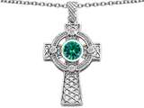 Celtic Love by Kelly™ Celtic Cross pendant with 7mm Round Simulated Emerald