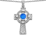 Celtic Love by Kelly™ Celtic Cross pendant with 7mm Round Created Blue Opal