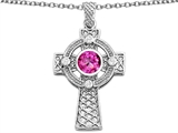 Celtic Love by Kelly™ Celtic Cross pendant with 7mm Round Created Pink Sapphire