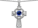 Celtic Love by Kelly™ Celtic Cross pendant with 7mm Round Created Sapphire