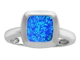 Original Star K™ 8mm Cushion Cut Solitaire Engagement Ring With Created Blue Opal