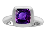 Original Star K™ 8mm Cushion Cut Solitaire Engagement Ring With Genuine Amethyst