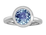 Original Star K™ 8mm Round Solitaire Engagement Ring With Simulated Aquamarine