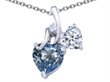 Original Star K™ 8mm Heart Shape Simulated Aquamarine Double Hearts Pendant