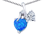Original Star K™ 8mm Heart Shape Created Blue Opal Double Hearts Pendant