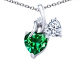 Original Star K™ 8mm Heart Shape Simulated Emerald Double Hearts Pendant