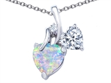 Original Star K™ 8mm Heart Shape Created Opal Double Hearts Pendant