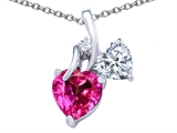 Original Star K™ 8mm Heart Shape Created Pink Sapphire Double Hearts Pendant