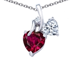 Original Star K™ 8mm Heart Shape Created Ruby Double Hearts Pendant